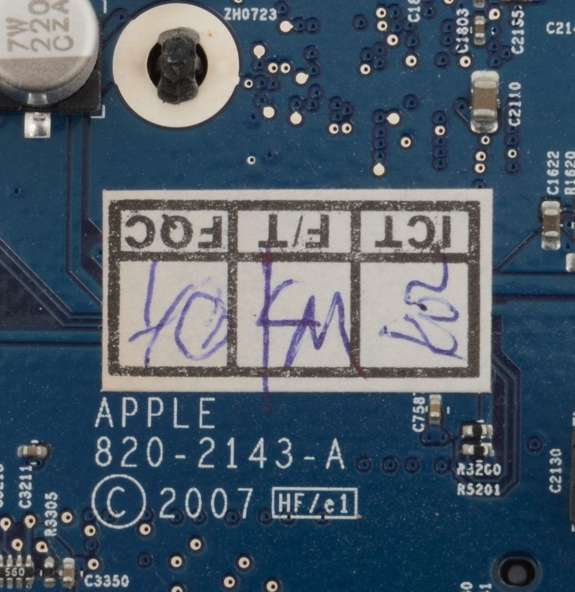 Apple iMac 20" A1224 MA877LL/A Mid 2007 2.4 GHz Logic Board 820-2143 (NO CPU)