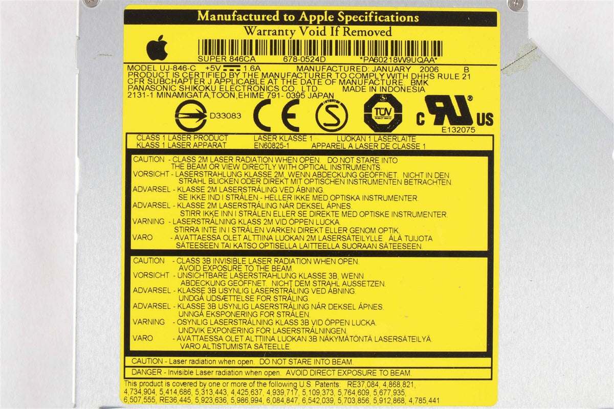 Apple Super Drive uj-846-C 846CA 678-0524-A DVD Drive