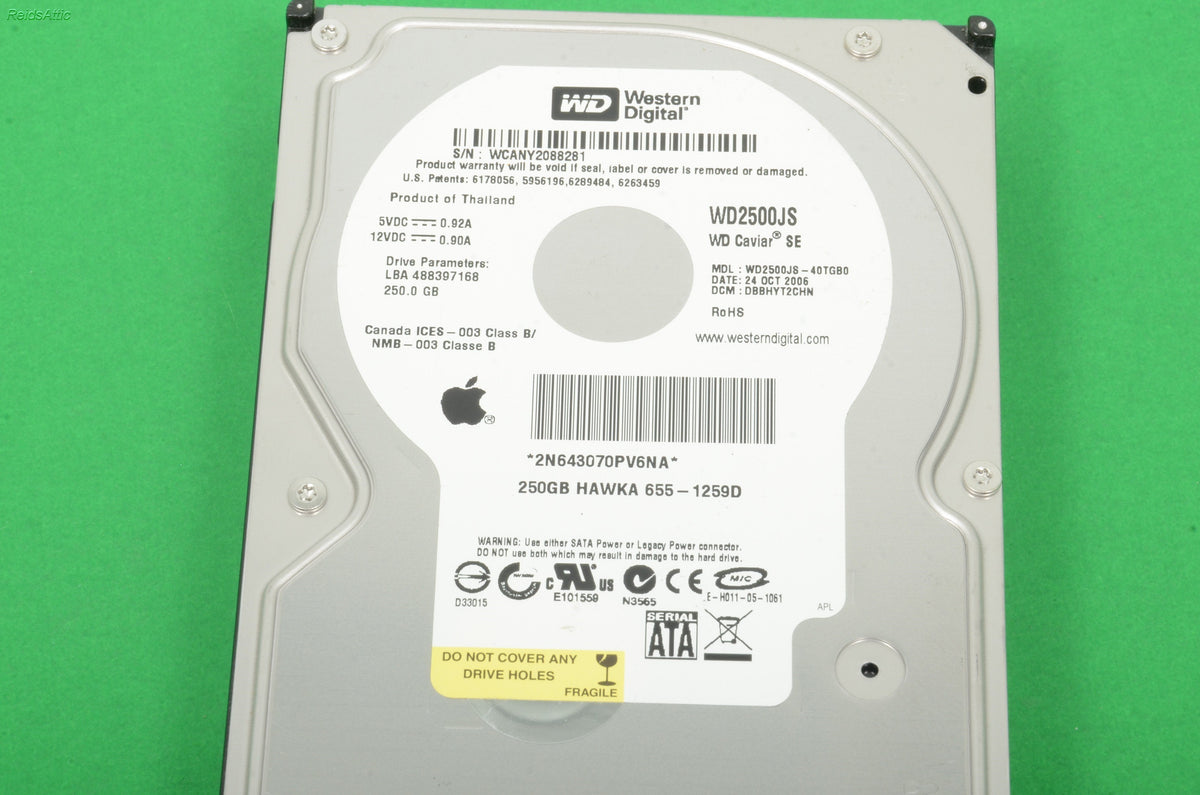 APPLE / Western Digital WD2500JS 250GB WD2500JS 655-1259D 3.5" HDD