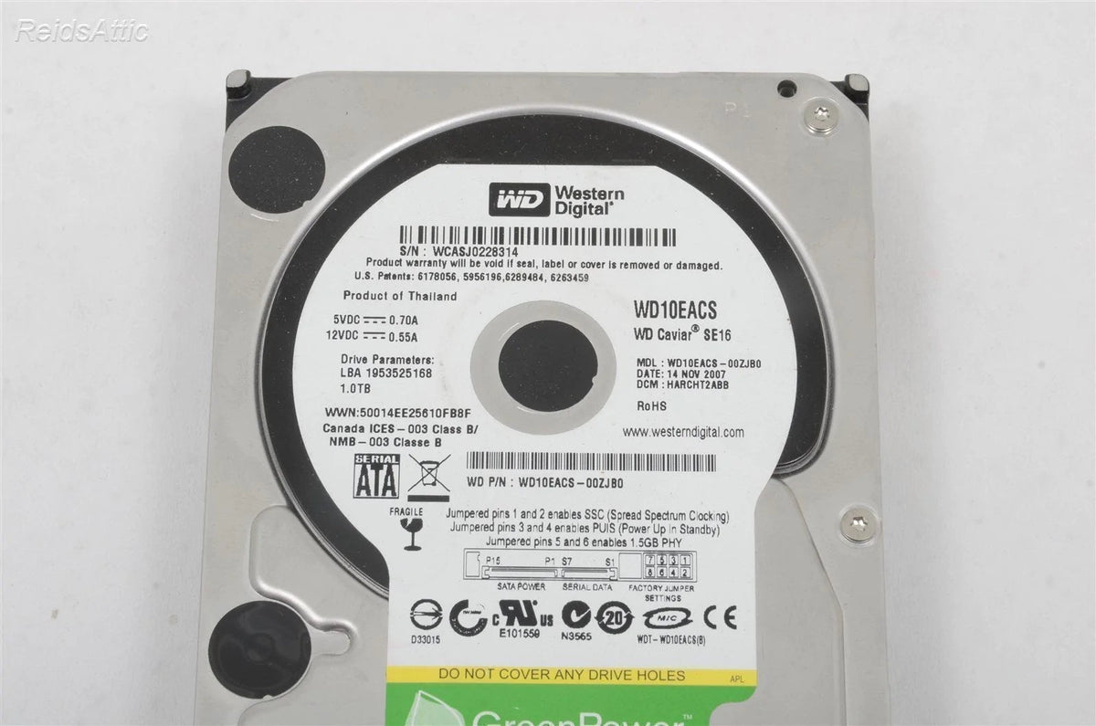 WD Caviar Green 1 TB 7200 RPM 3.5" WD10EACS Hard Drive Formatted for Apple
