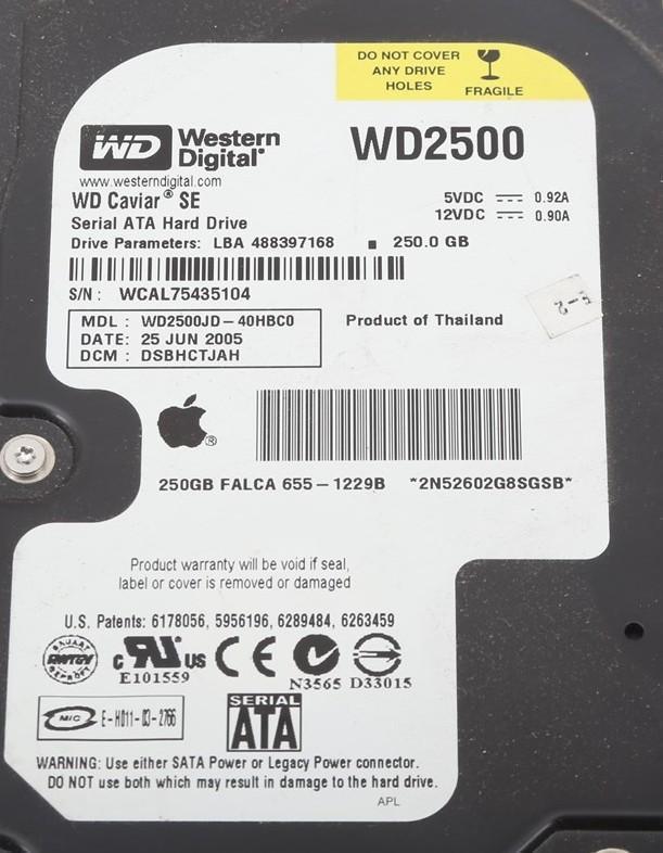 Western Digital Caviar SE 250GB 3.5" SATA hard drive WD2500