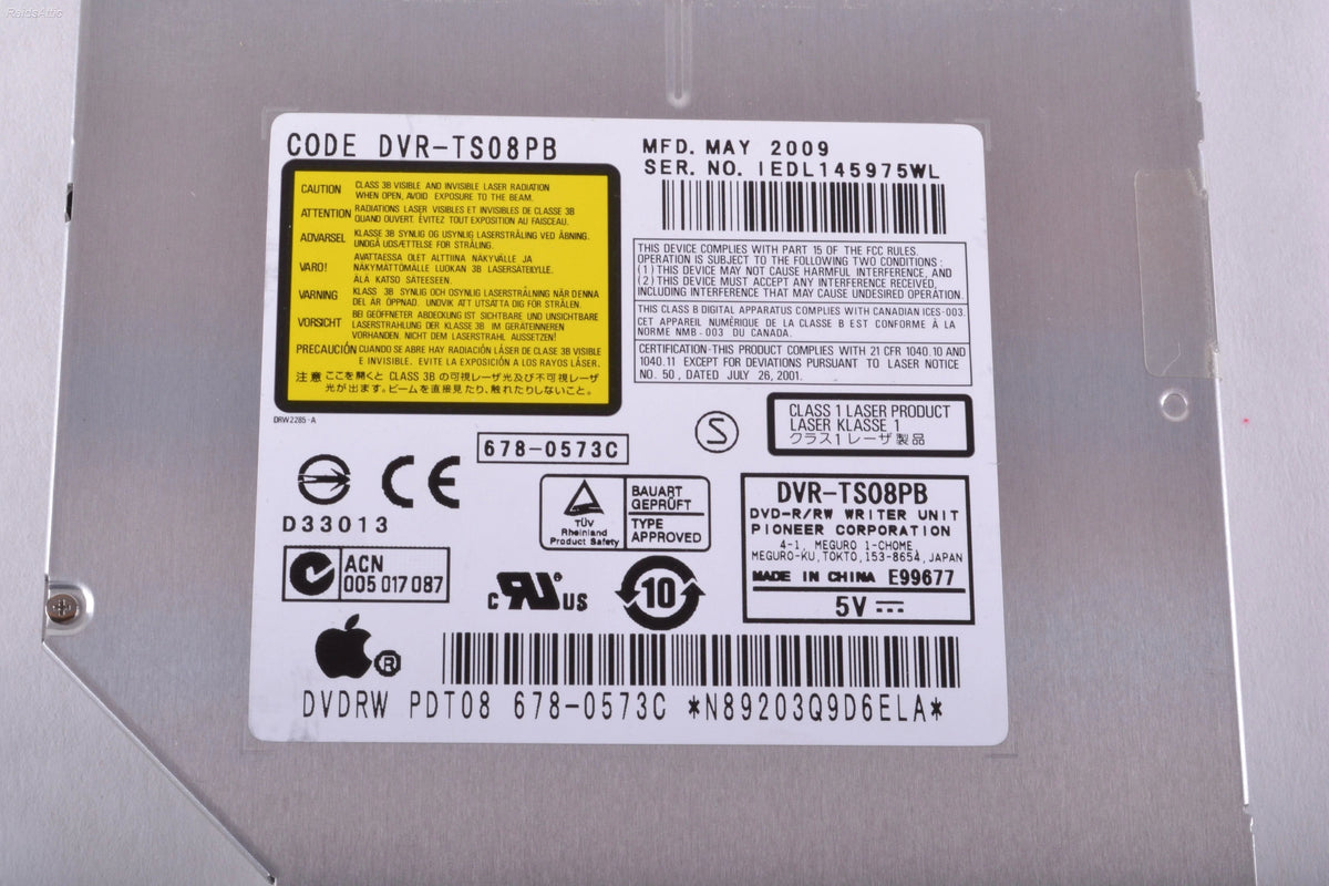 Apple 24" iMac A1225 Super Drive Pioneer Optical DVDRW PDT08 678-0573 DVR-TS08PB
