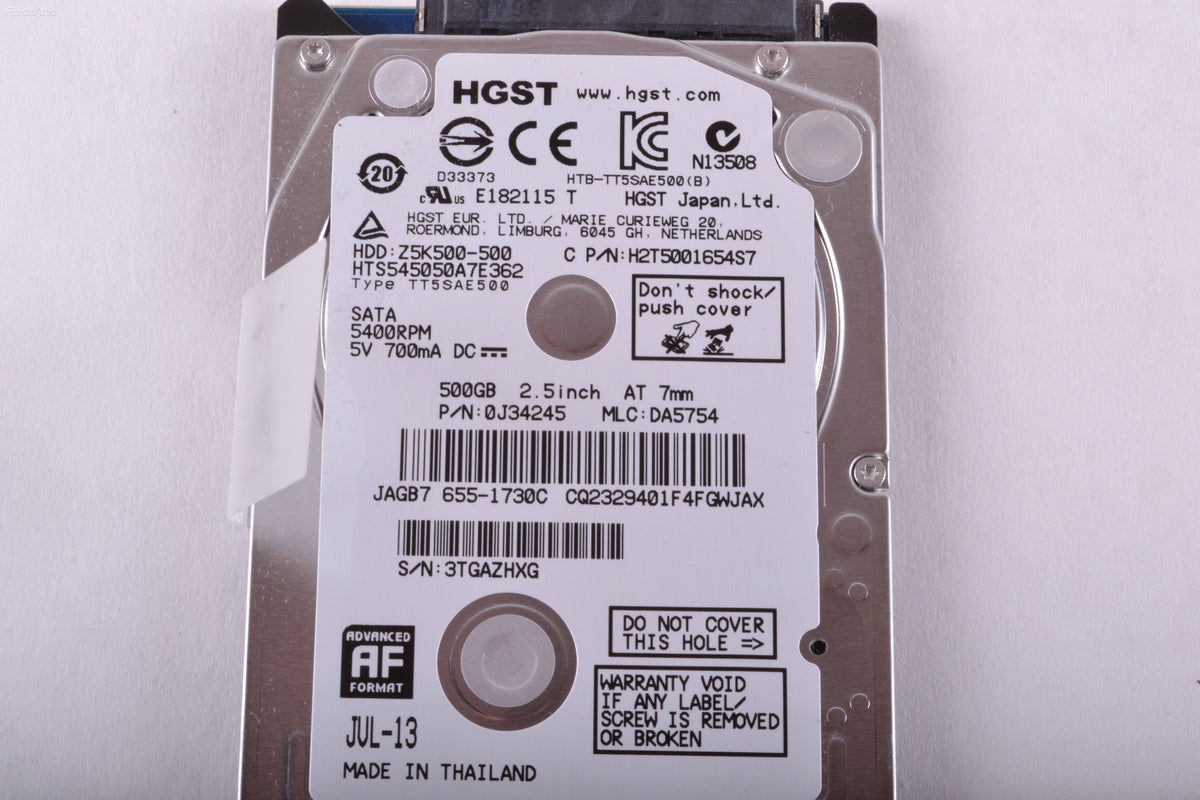 Apple / HGST 500GB 2.5&quot; 7mm slim SATA hard drive HDD 655-1730 P/N z5k500-500