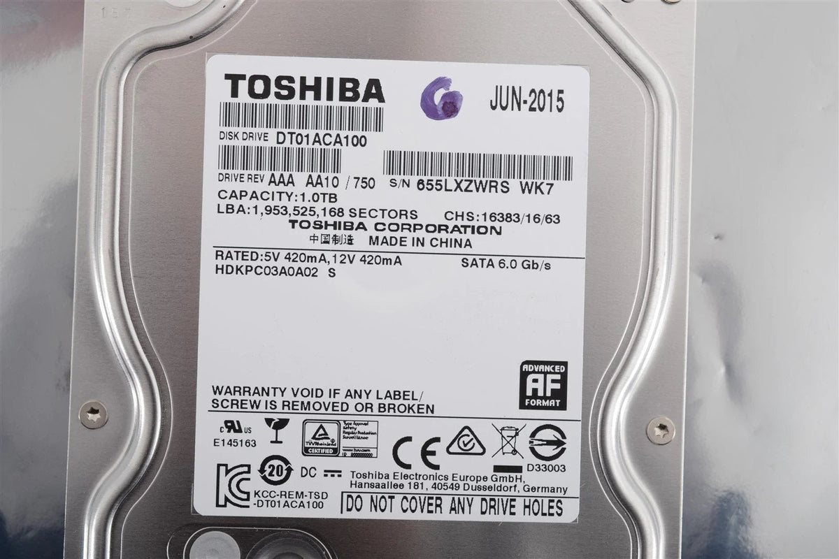Toshiba 1TB 3.5" 7200RPM SATA 3 (6Gb/s) Internal 7200RPM DT01ACA100 Hard Drive