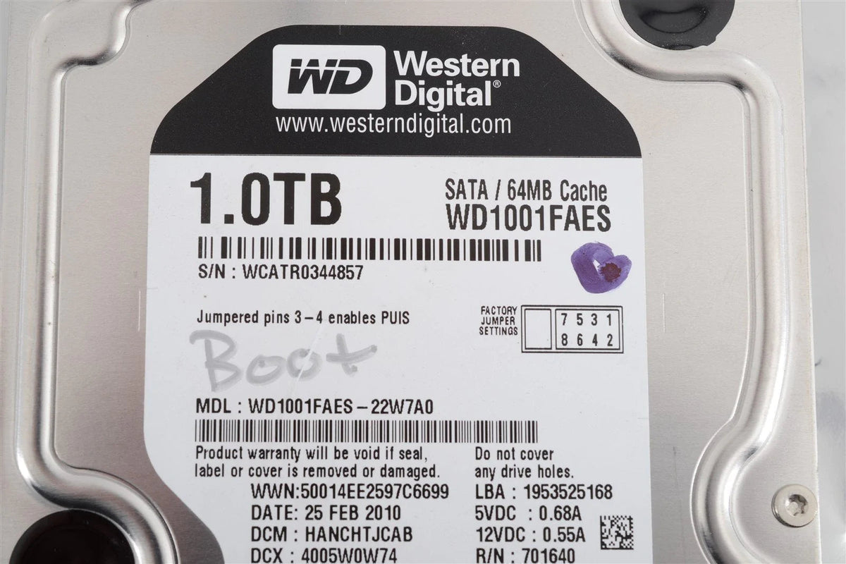 Western Digital WD Caviar Black 1 TB 3.5" 64MB Cache 7200 rpm WD1001FAES