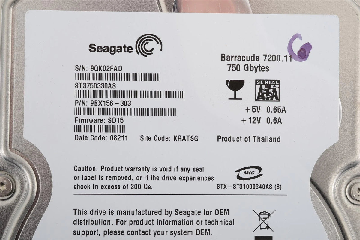 Seagate Barracuda 7200.11 ST3750330AS 750 GB 7200 rpm 3.5" Hard Drive