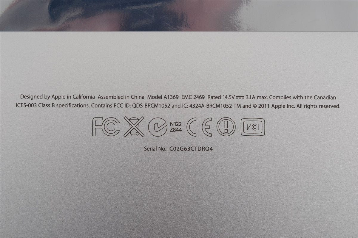 Apple 13" MacBook Air A1369 Mid 2011 - Case Bottom Cover feet - 604-1307