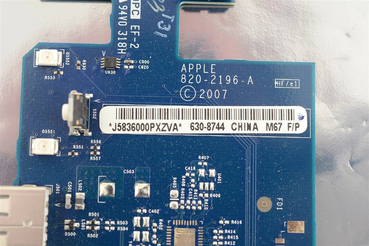 Apple Xserve Intel Early 2008 Front Panel Board USB I/O 820-2196, 630-8744
