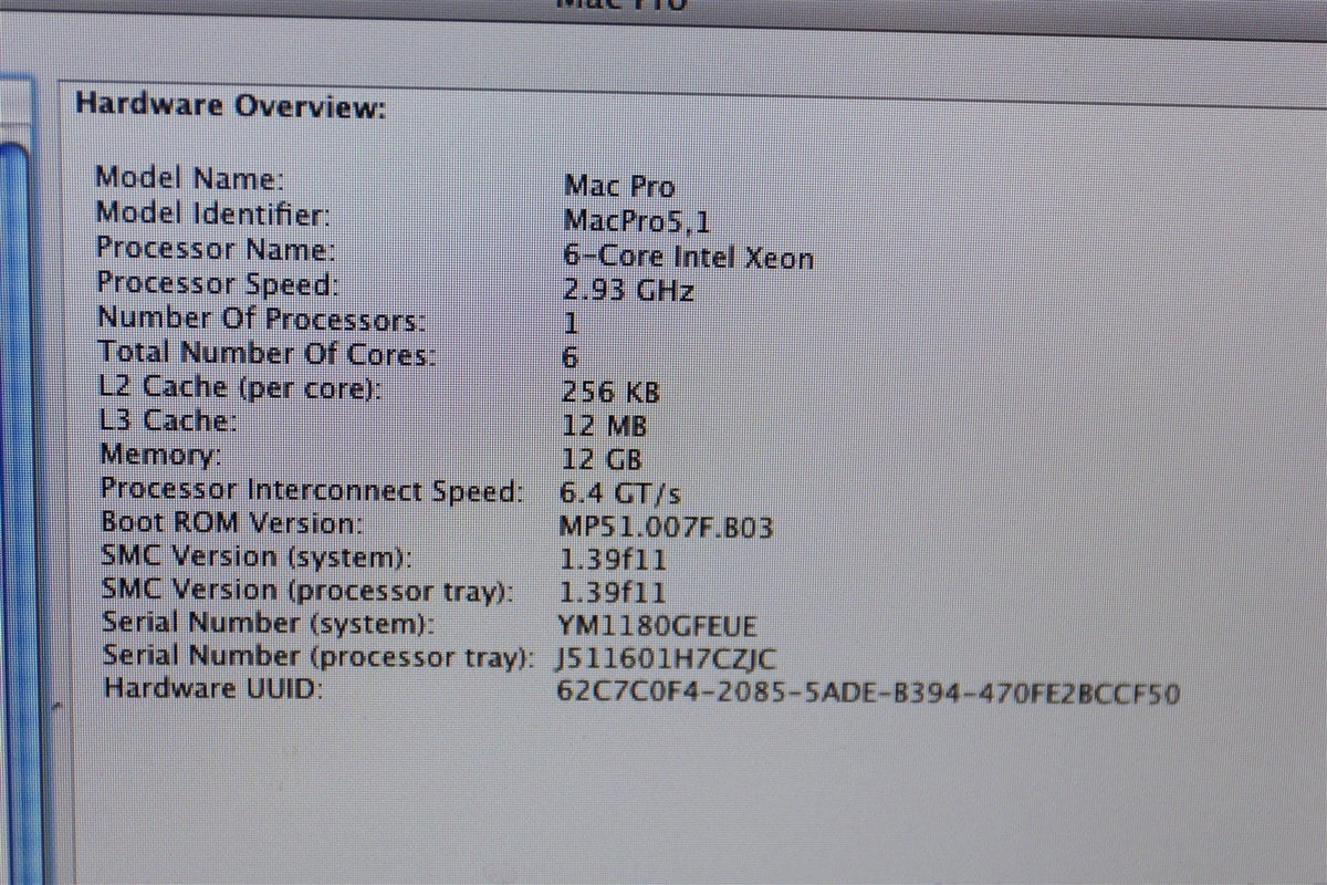 Mac Pro 2010 5,1 MC250LL/A 2.4GHz 6-Core E5645 Westmere ATI Radeon HD 5770