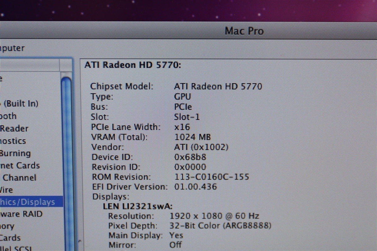 Mac Pro 2010 5,1 MC250LL/A 2.4GHz 6-Core E5645 Westmere ATI Radeon HD 5770