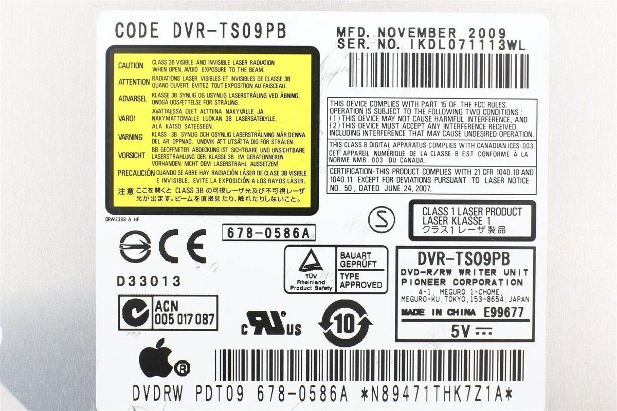 Apple 21.5" late 2009 DVD / Optical Drive Pioneer DVR-TS09PB PDT09 678-0586