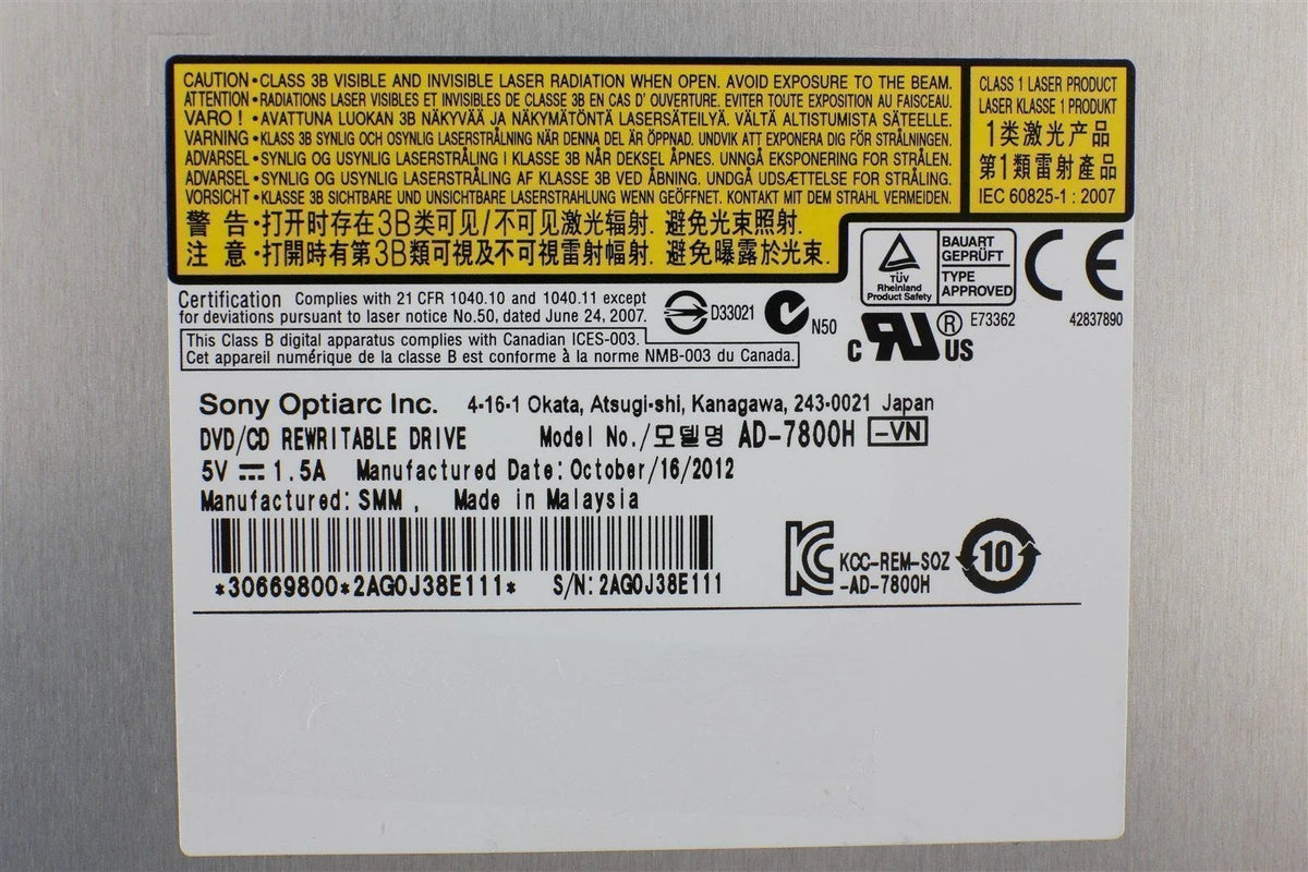 Apple iMac 27" A1312 Late 2009 Sony AD-7800H DVD optical drive