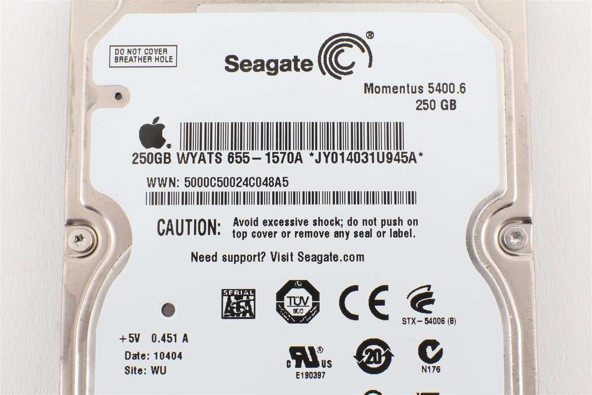 Apple OEM Seagate Momentus 5400 2.5" Hard Drive HDD ST9250315ASG 250GB 655-1570