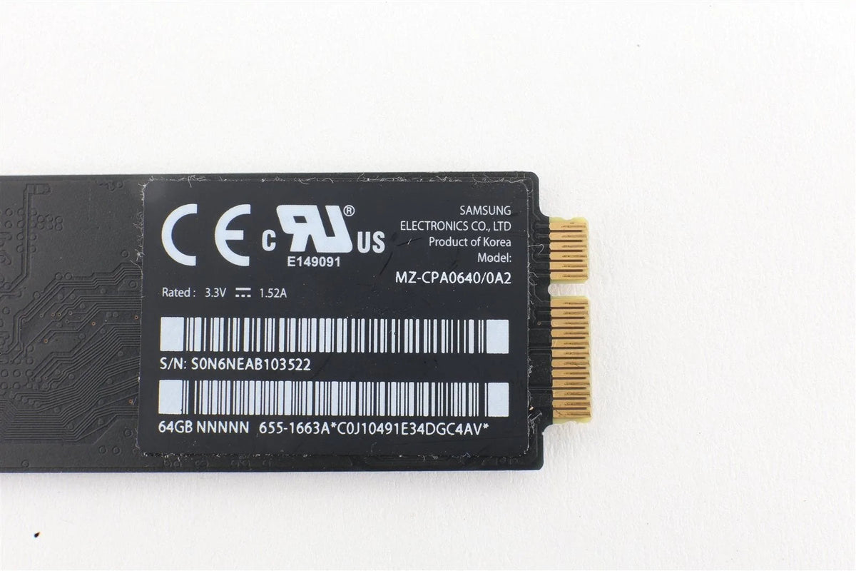 64GB SSD Samsung MZ-CPA0640 FOR APPLE MACBOOK AIR MID 2010- MID 2011 655-1663
