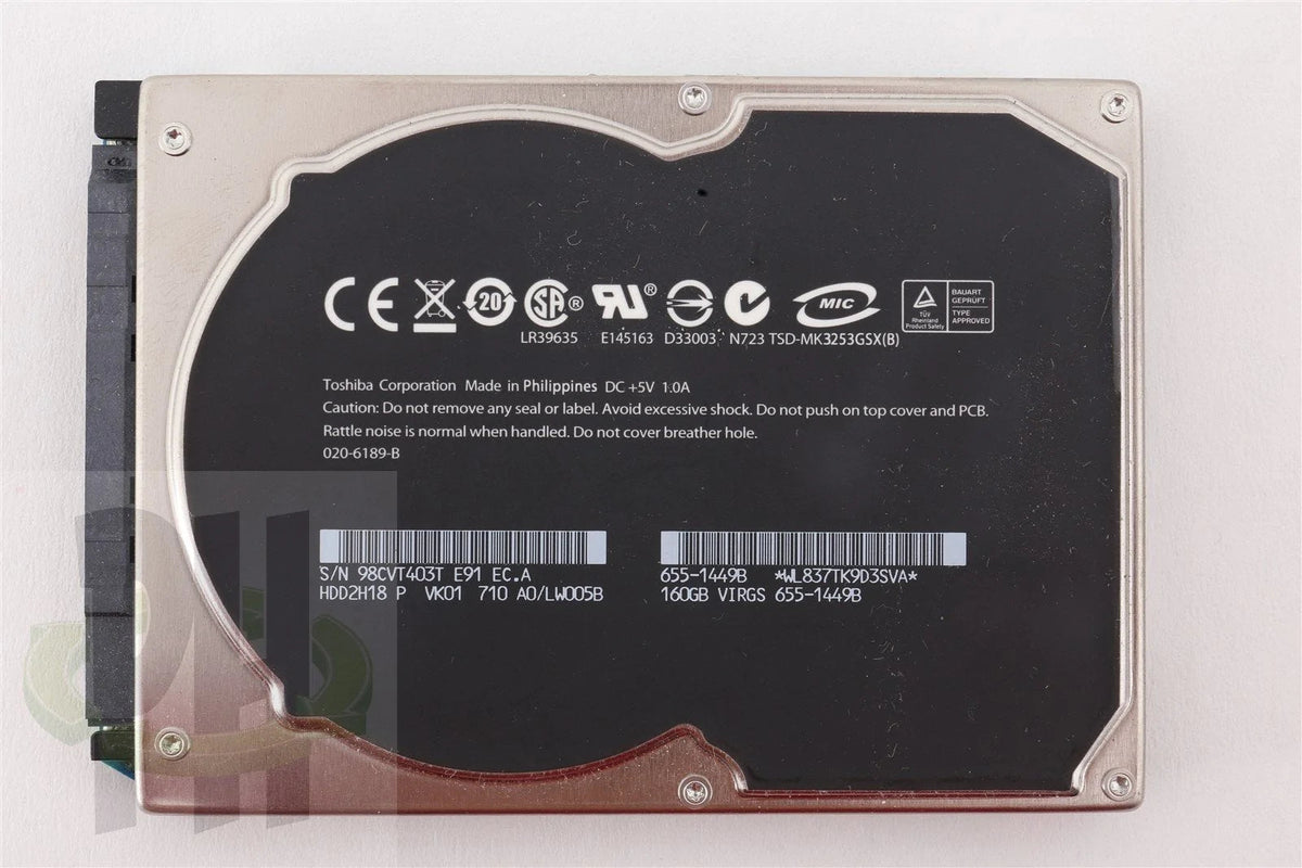 Apple OEM Toshiba 2.5" Hard Drive MK3253GSX 160GB 655-1449
