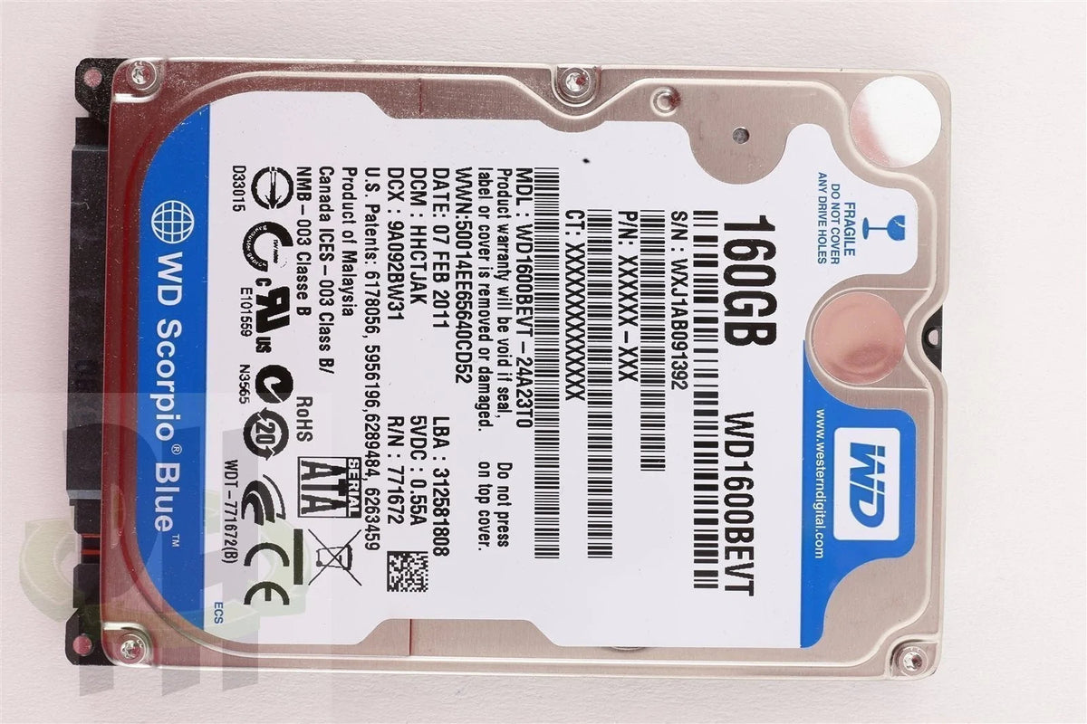 Western Digital WD Scorpio Blue 2.5" 160GB 5400 RPM Hard Drive HDD - WD1600BEVT