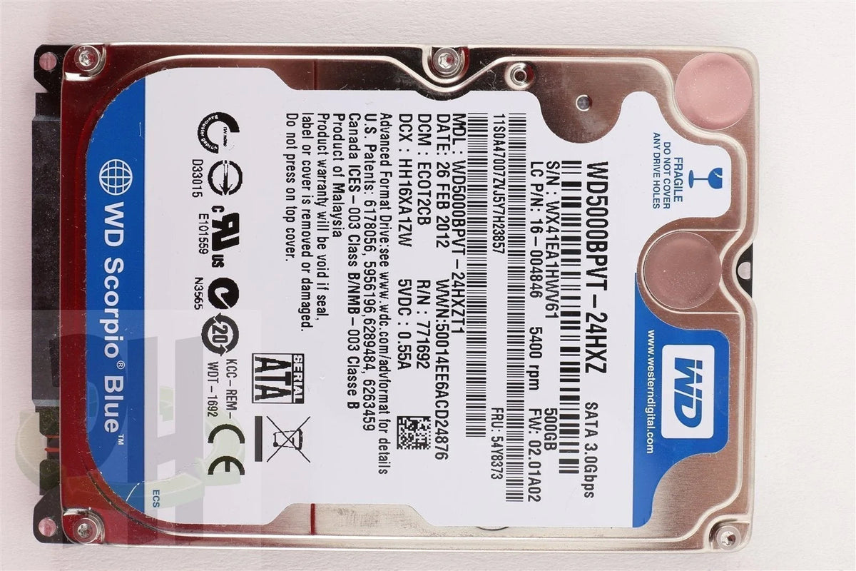 Western Digital WD Scorpio Blue 2.5" 500GB 5400 RPM Hard Drive HDD - WD5000BPVT