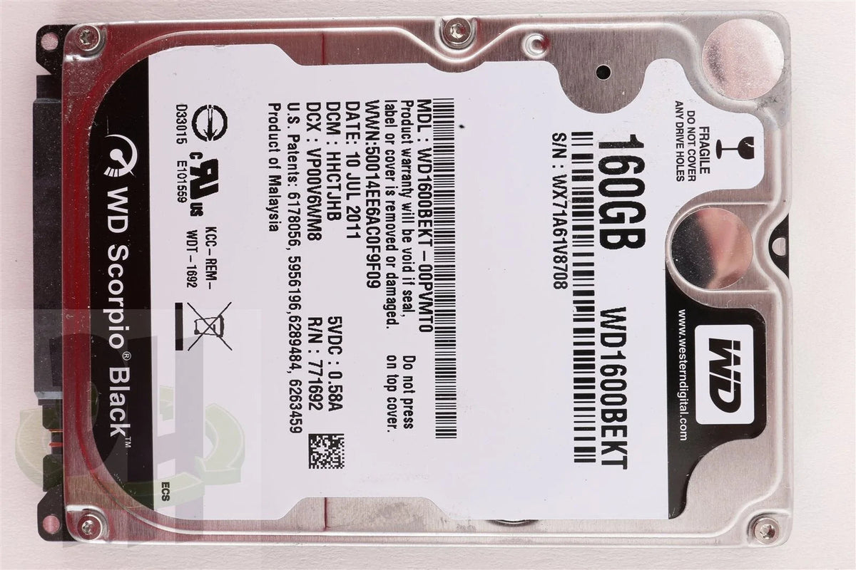 Western Digital WD Scorpio Black 2.5" 160GB 7200 RPM Hard Drive HDD - WD1600BEKT
