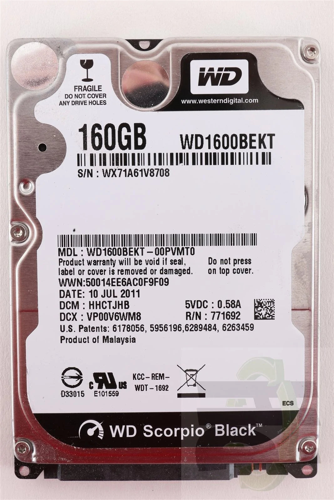 Western Digital WD Scorpio Black 2.5" 160GB 7200 RPM Hard Drive HDD - WD1600BEKT