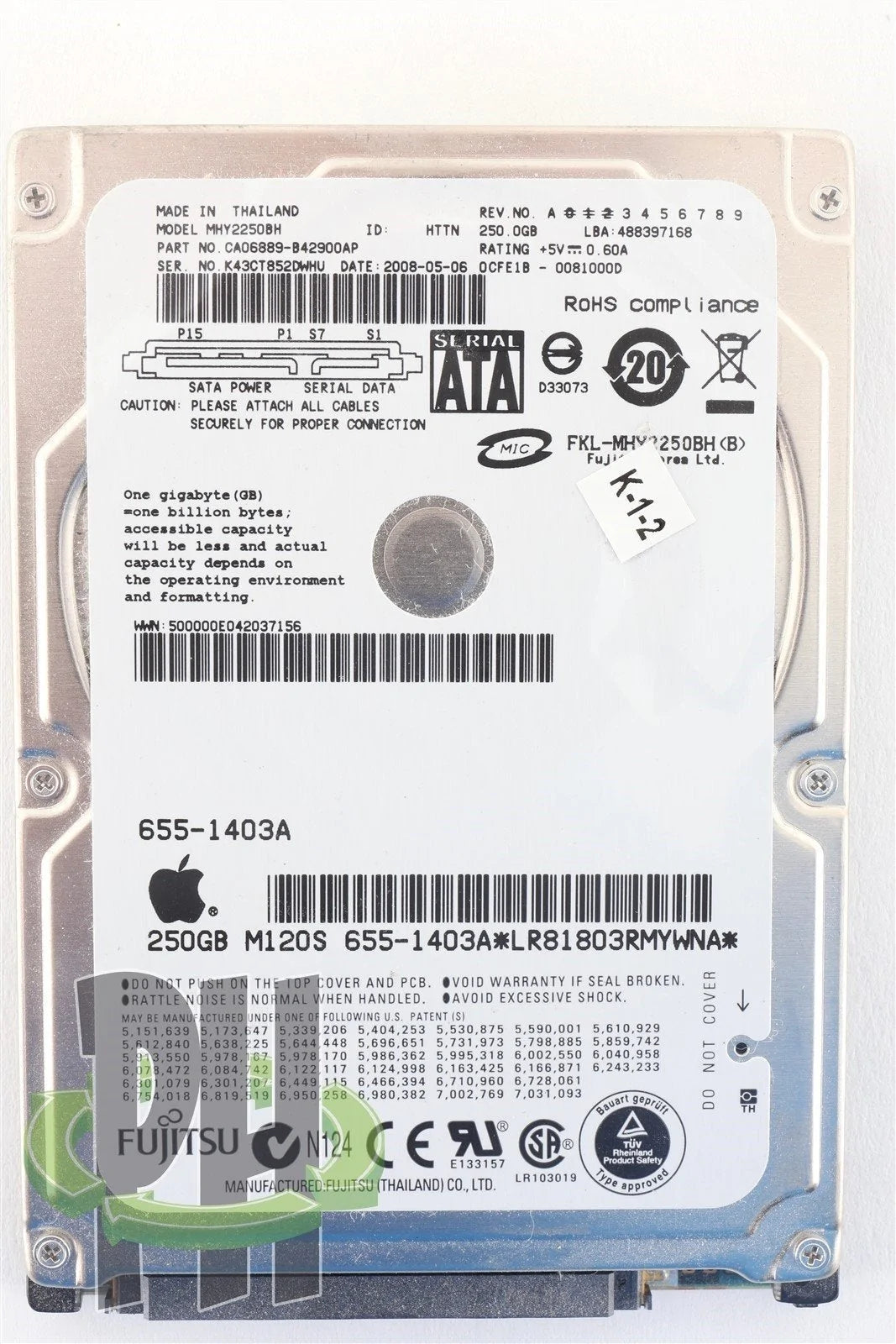 Apple OEM Fujitsu 2.5&quot; Hard Drive MHY2250BH 250GB 655-1403