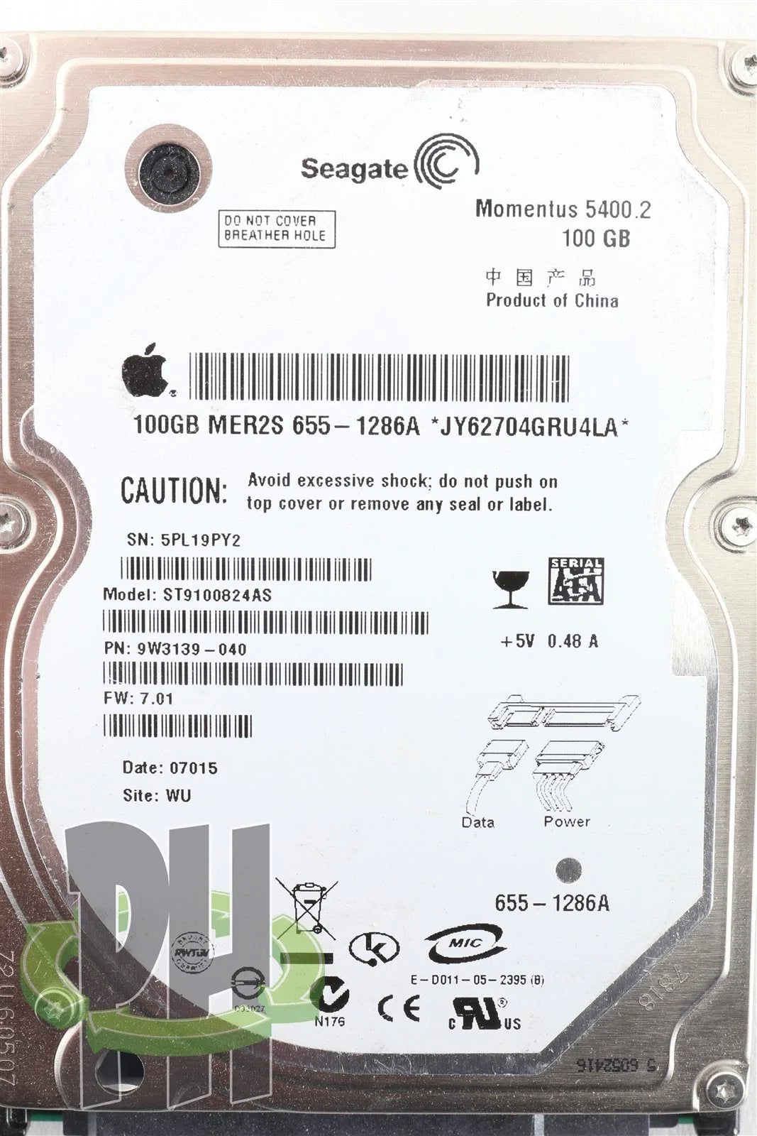 Apple OEM Seagate 2.5&quot; Hard Drive ST9100824AS 100GB 655-1286