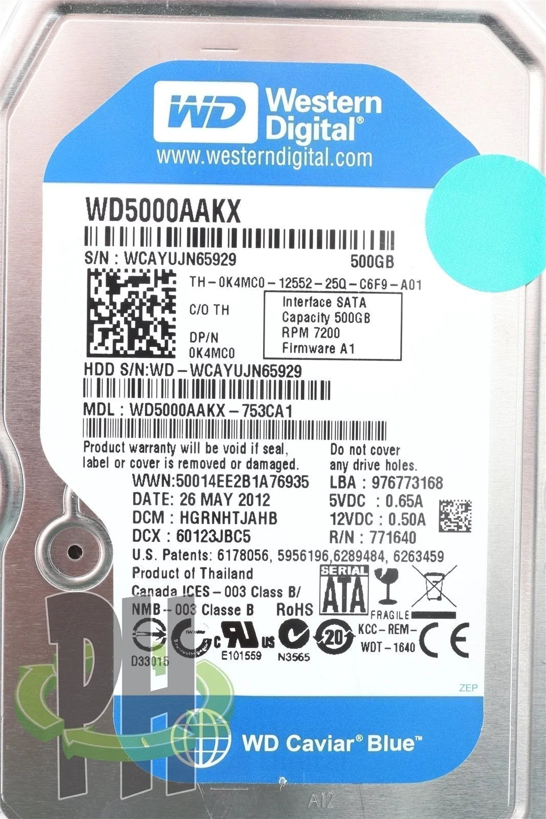 WD500AAKX 500GB SATA 16MB 7200RPM WD Caviar Blue - Formatted for Apple