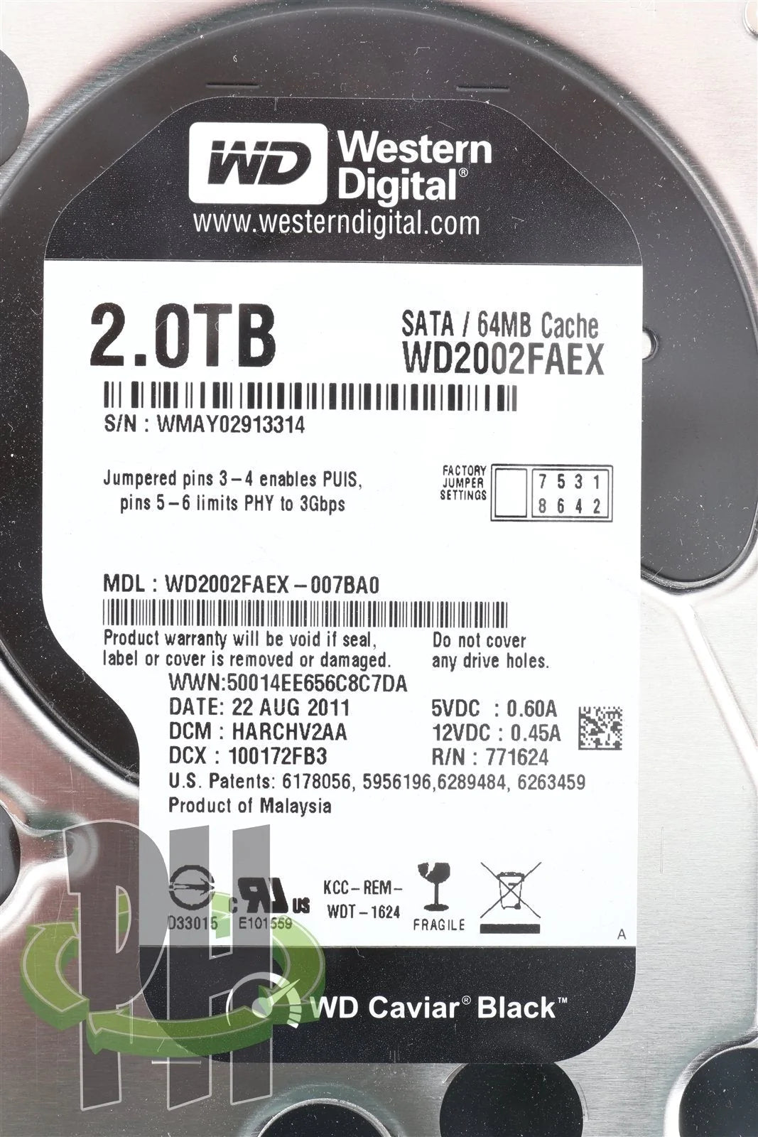 WD WD2002FAEX 2 TB SATA 64MB 7200RPM Caviar Black Formatted for Apple