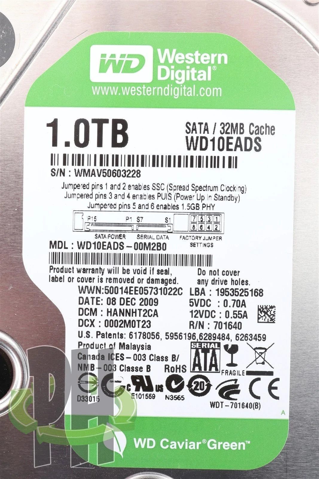 WD10EADS 1TB SATA 32MB 7200RPM WD Caviar Green Formatted for Apple