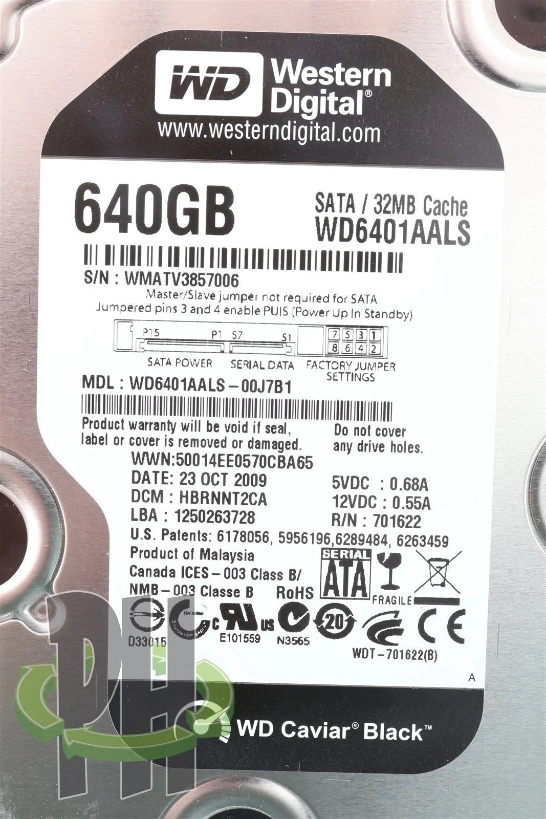 WD6401AALS 640 GB SATA 32MB 7200RPM WD Caviar Black Formatted for Apple