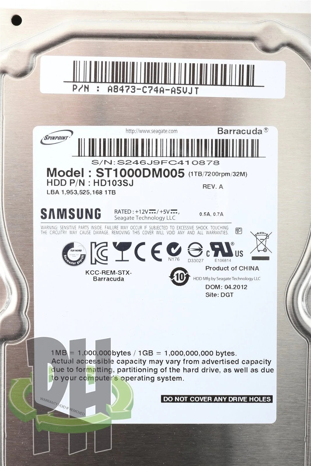 Samsung 1 TB 7200RPM 3.5&quot; SATA Hard Drive HD103SJ ST1000DM005