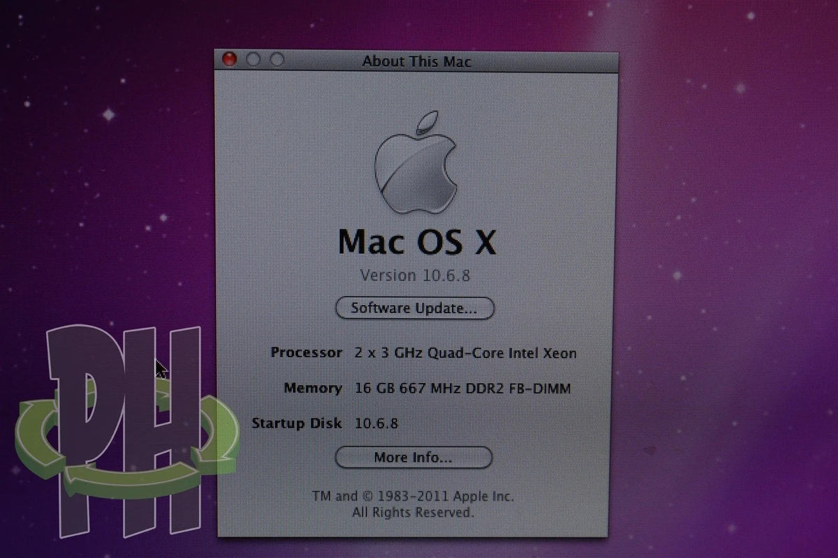 Apple Mac Pro 2007 2,1 3.0GHz 8 Core 16GB Ram 2TB HD OSX 10.6.8 WI-FI BlueTooth