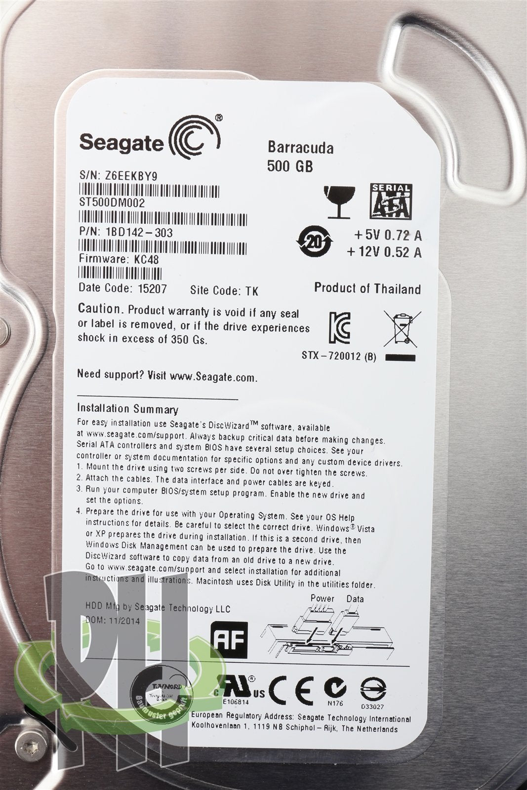 SEAGATE BARRACUDA ST500DM002 500GB 3.5&quot; 7200 RPM HARD DRIVE Formatted for Apple
