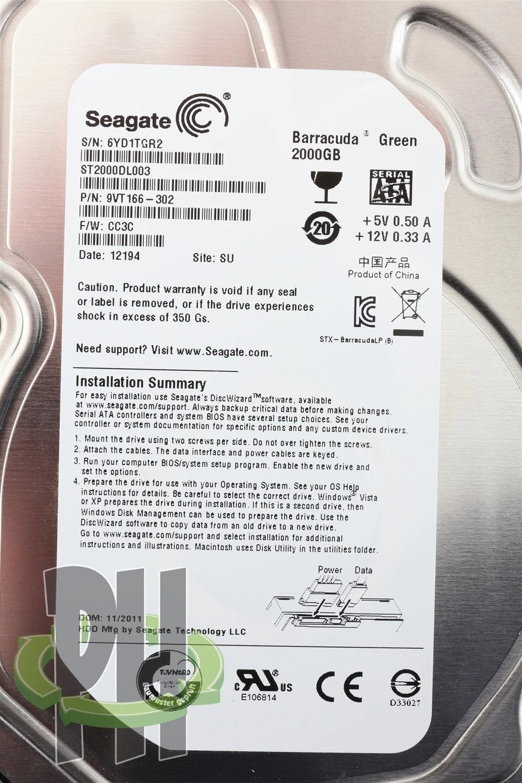 Seagate 3.5" Hard Drive ST2000DL003 5,900 rpm 2 TB (2000GB) Formatted for Apple