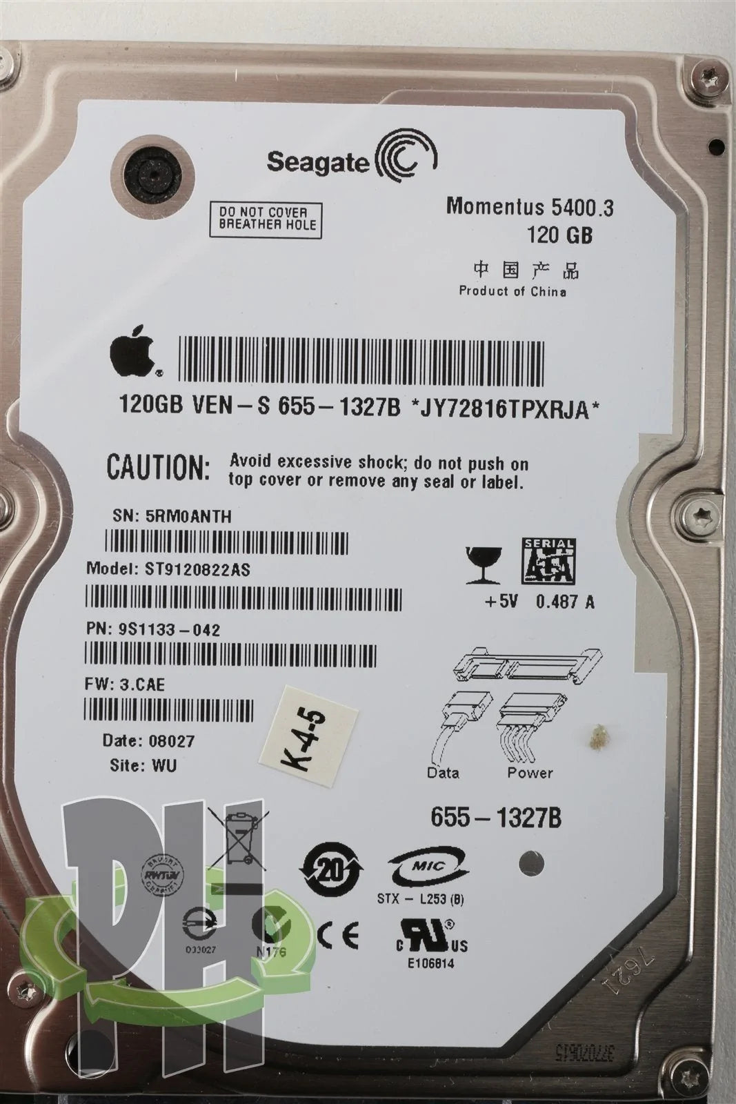 Apple OEM Seagate 2.5" Hard Drive ST9120822AS 120GB 655-1327