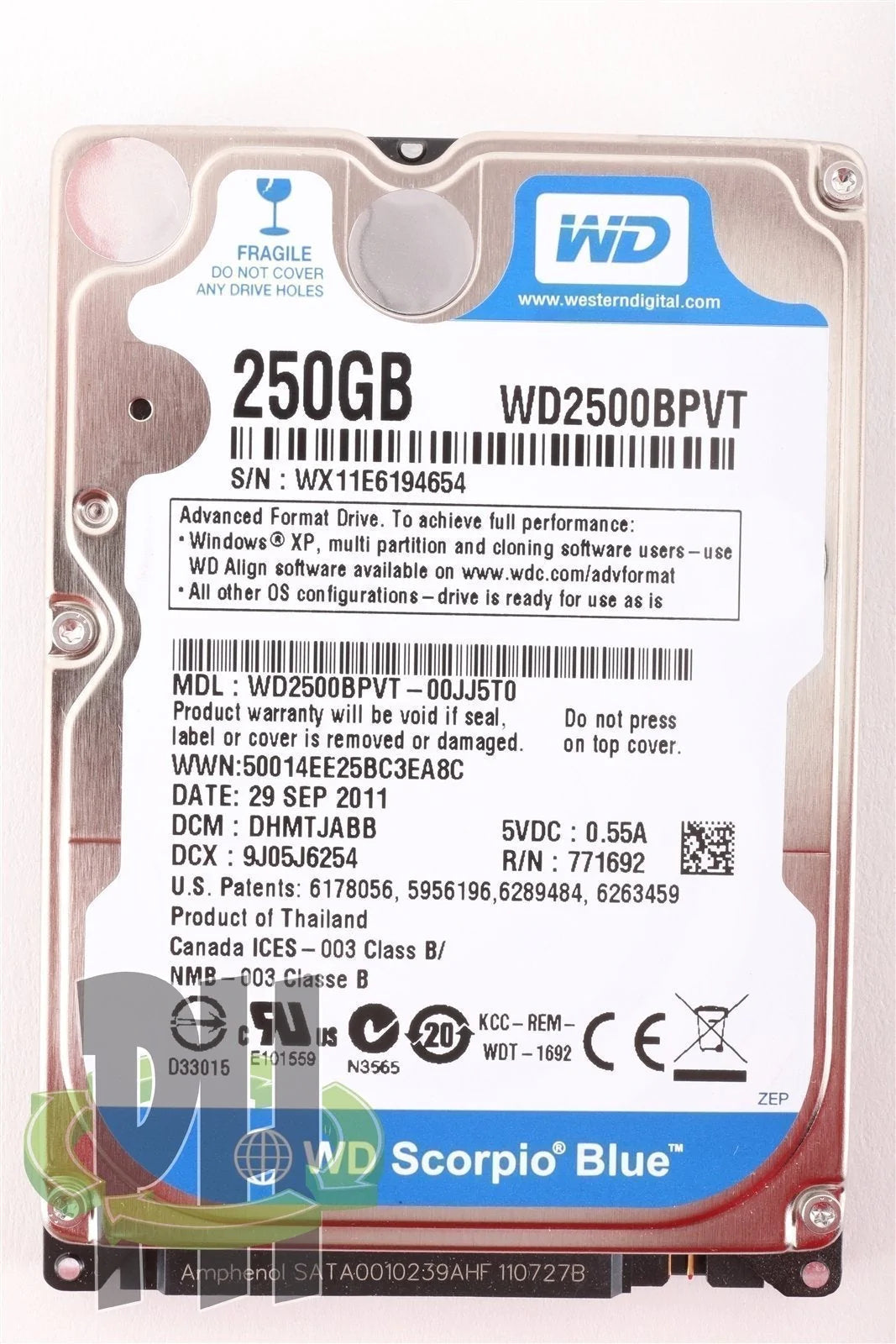 Western Digital WD Scorpio Blue 2.5" 250GB 5400 RPM Hard Drive HDD - WD2500BPVT