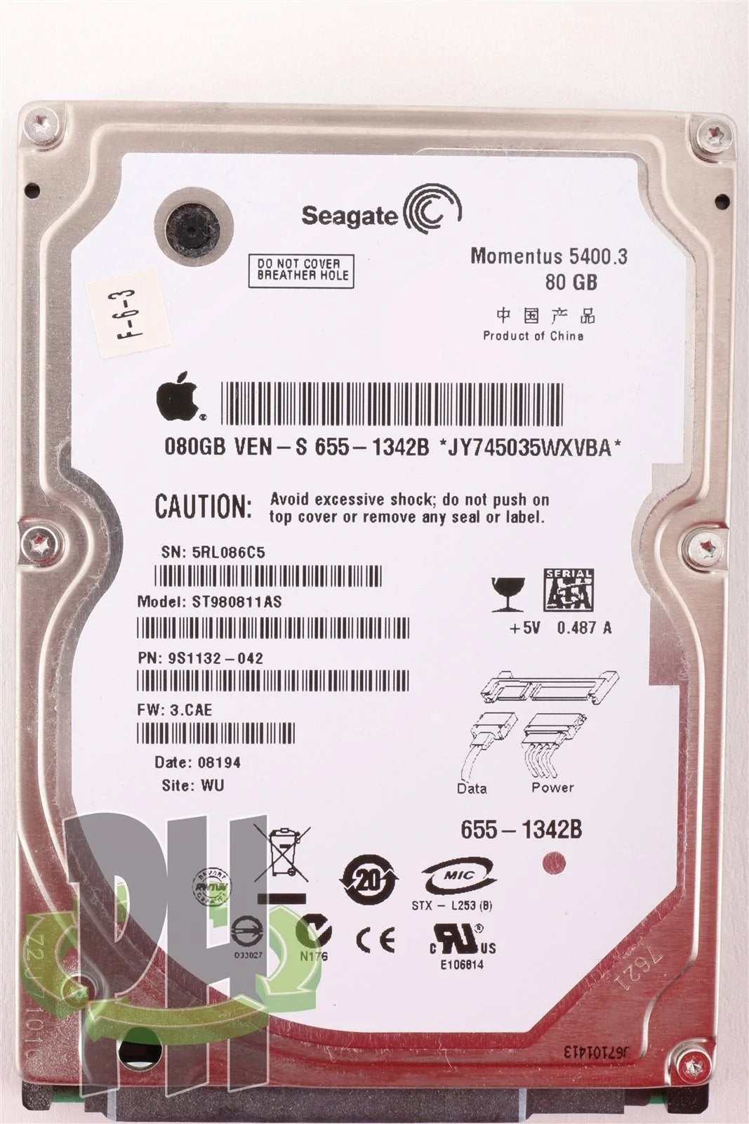 Apple OEM Seagate Momentus  2.5" Hard Drive ST980811AS 80GB 655-1342