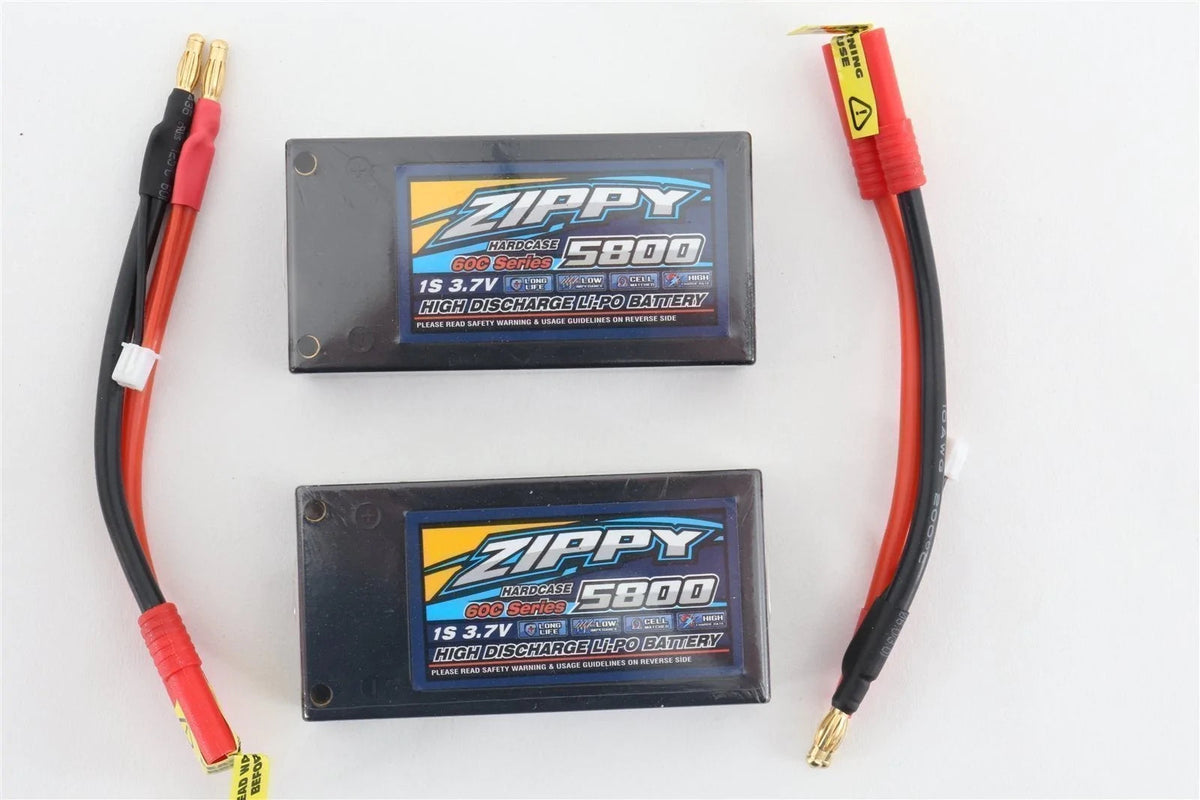 2 Pack of RC ZIPPY 5800mah 1S2P 60C Hardcase Lipo Battery Pack