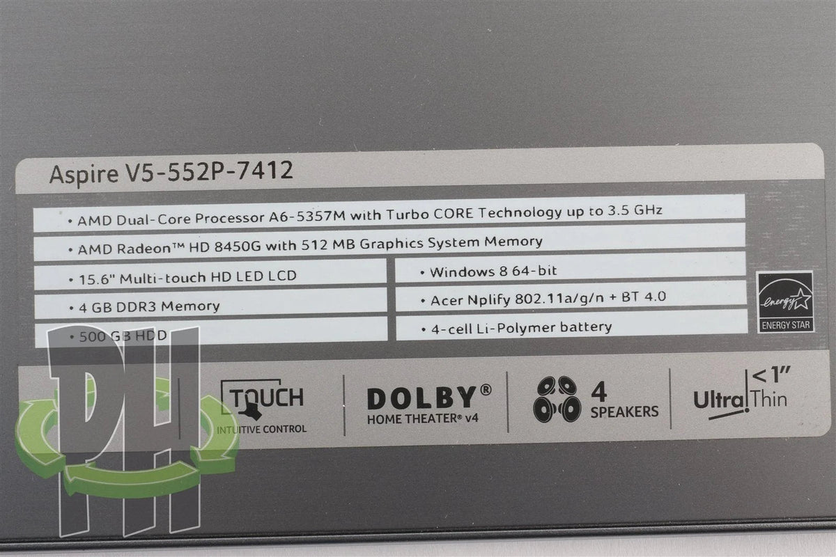 Palmrest with Touchpad and Keyboard for ACER Aspire 15.6" V5-552P-7412 Laptop