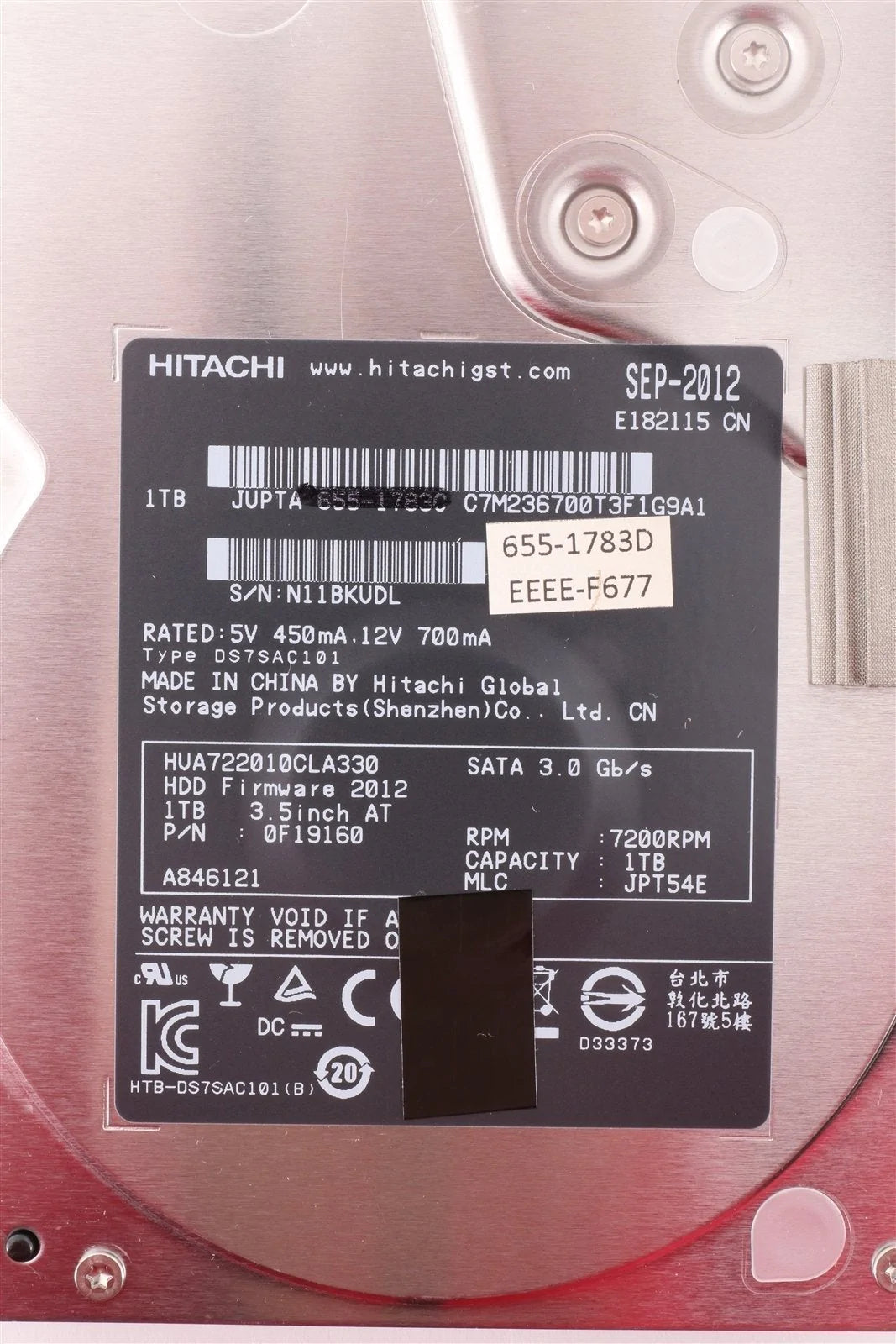 Apple / Hitachi Hard Drive HUA722010CLA330 7200 RPM 3.5&quot; 1 TB (1,000GB) 655-1783