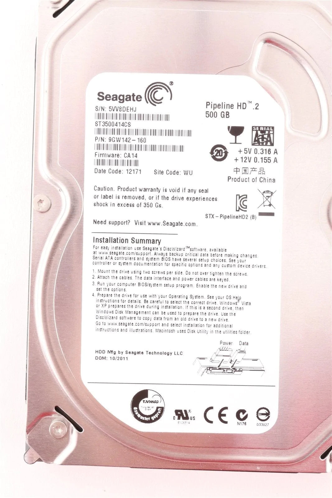Seagate Pipeline HD 500GB 5,900RPM 3.5" SATA Hard Drive ST3500414CS