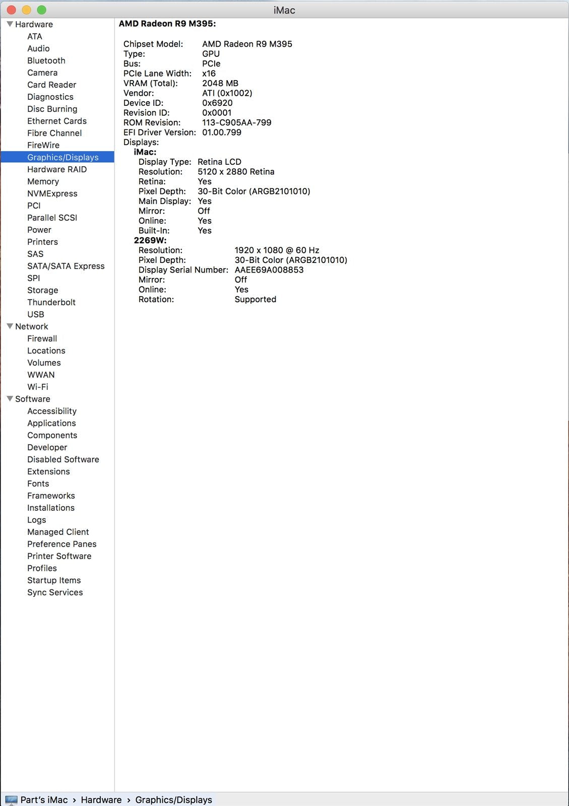 iMac 27" A1419 Late 2015 Logic Board W/ 2 GB AMD Radeon R9 M395 GPU *NO CPU*