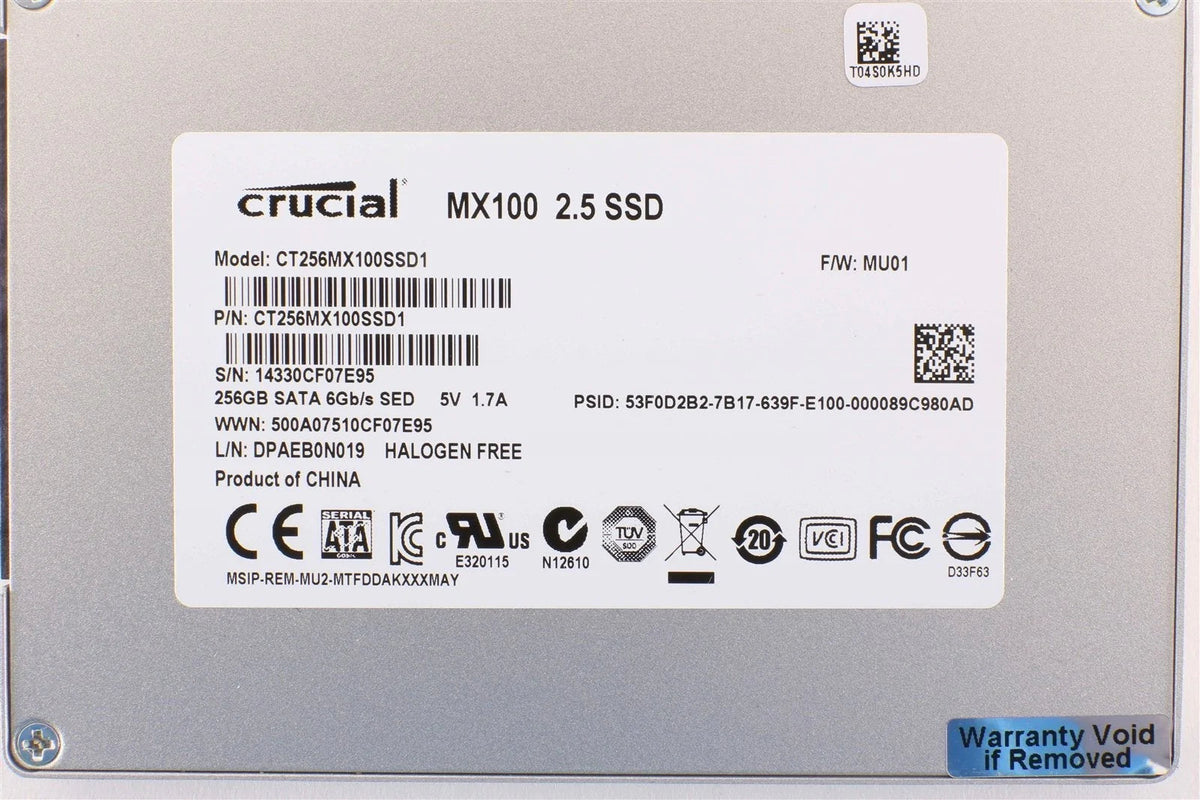 2.5&quot; 256GB Mx100 SSD Hard Drive CT256MX100SSD1 Formatted For Apple Mac OSX