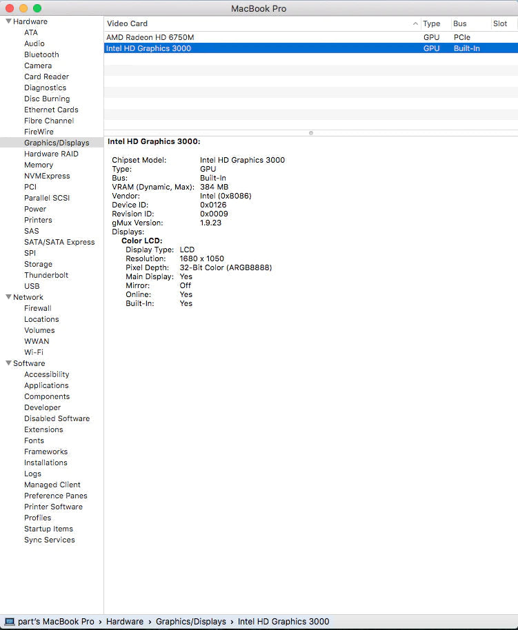 15" MacBook Pro A1286 MD035LL/A Early 2011 Logic Board 2.3 Ghz I7 GPU AMD 6750
