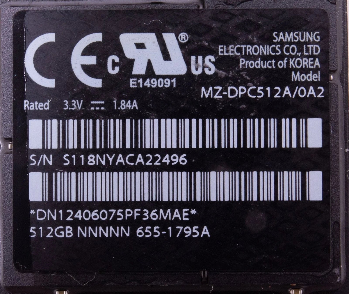 512GB SSD Samsung MZ-DPC512A/OA2 FOR APPLE MacBook pro Retina 2012 655-1795