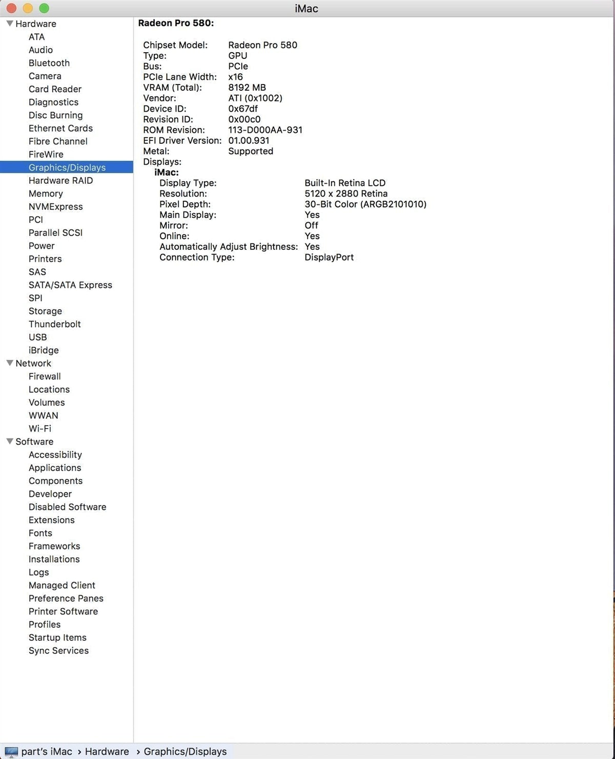 Retina 5K iMac 27" A1419 Mid 2017 Logic Board W/8GB AMD Radeon Pro 580 *NO CPU*
