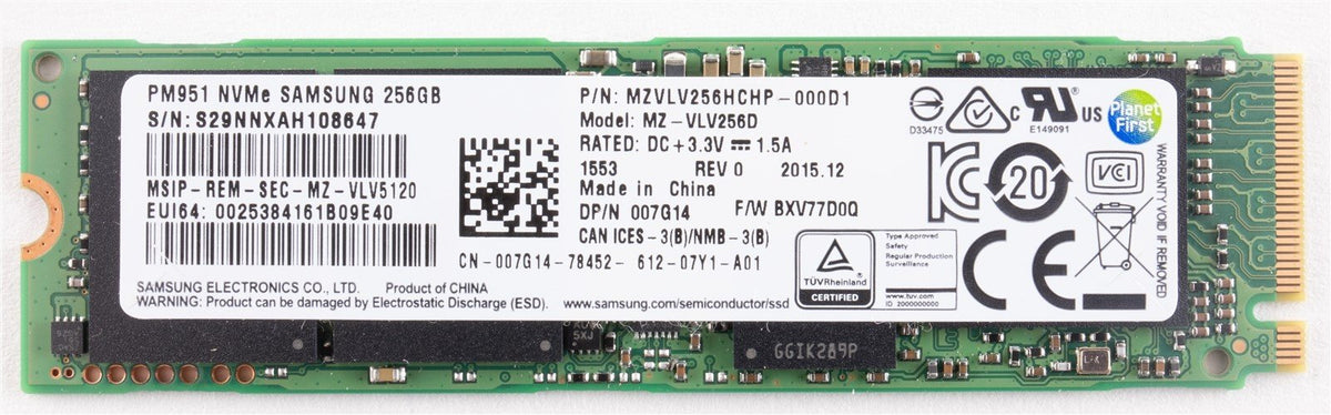 Samsung 256GB SSD PM961 MZ-VLW2560 2280 NVMe M.2 Solid State Drive