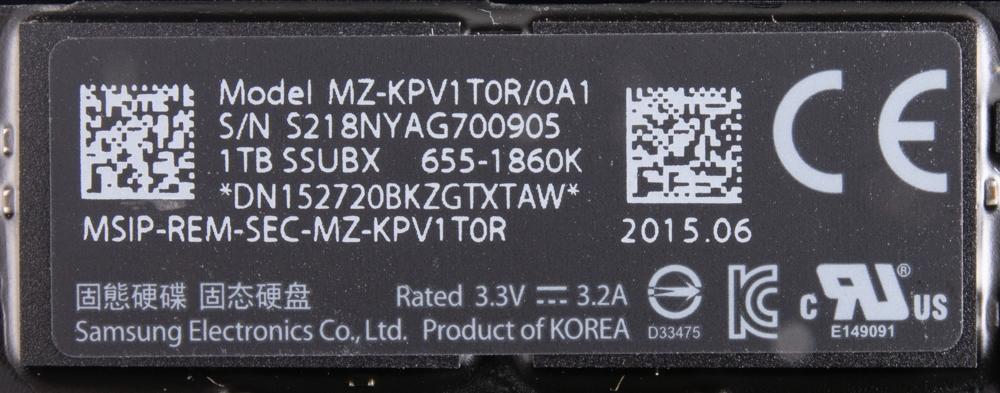 Samsung 1 TB PCIe Flash Storage SSD MZ-KPV1T0R 655-1860 - Mac Pro 2013 6,1 A1481
