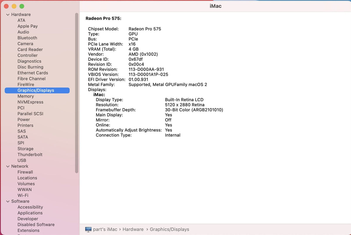 Retina 5K iMac 27" A1419 Mid 2017 Logic Board W/4GB AMD Radeon Pro 575 *NO CPU*