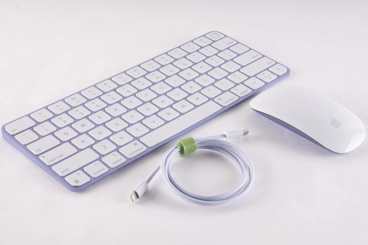 Purple Apple Magic Keyboard W/Touch ID, Purple Magic Mouse, Purple Braided Cable