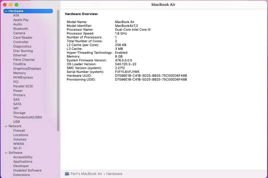 13" MacBook Air 2017 A1466 - Logic Board - 1.8GHz Core i5-5350U 8GB RAM